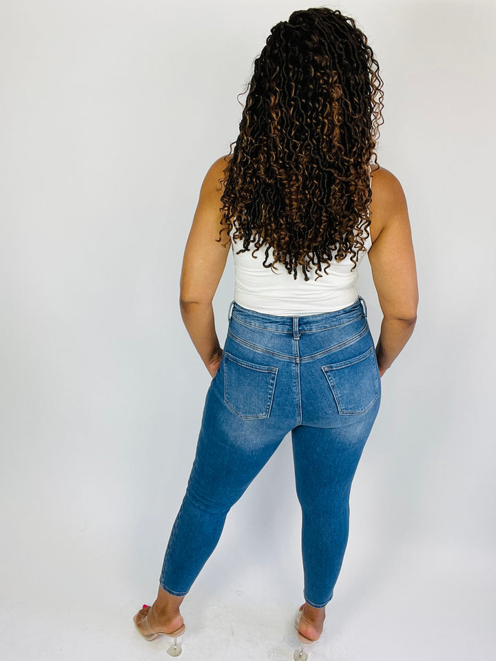 Medium Wash Distressed Skinny Jeans - Plus Size - Moody Fitzs Boutique