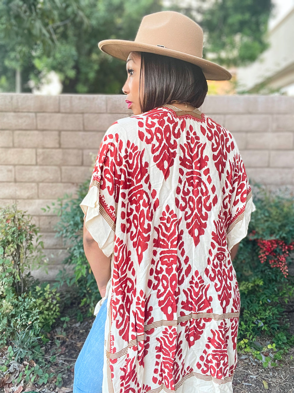 Jess Floral Printed Kimono Cardigan with Trim - Moody Fitzs Boutique
