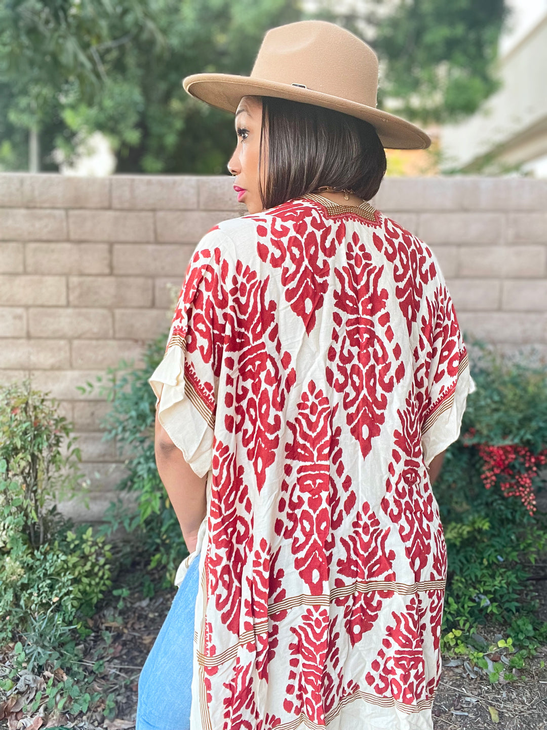 Jess Floral Printed Kimono Cardigan with Trim - Moody Fitzs Boutique