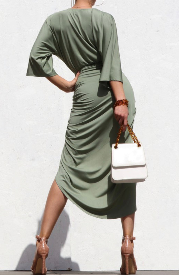 Venetian Ruched Bodycon Dress - Moody Fitzs Boutique