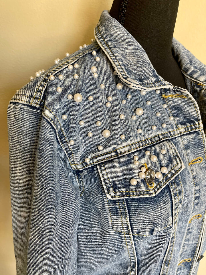 Denim Pearls Jacket - Moody Fitzs Boutique