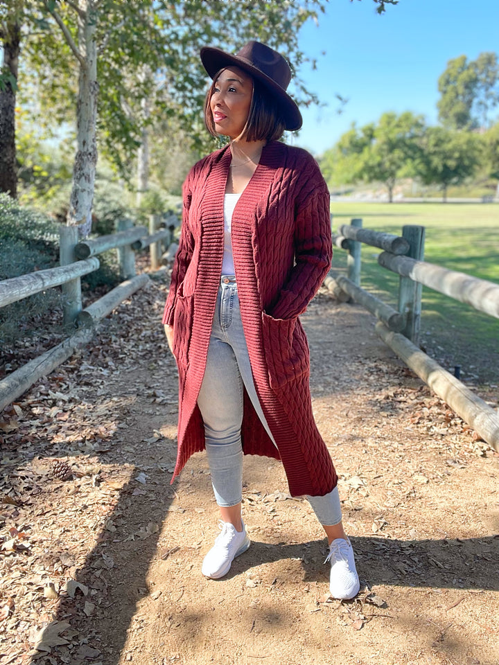 Taylor Long Chunky Oversized Cable Knit Cardigan - Moody Fitzs Boutique