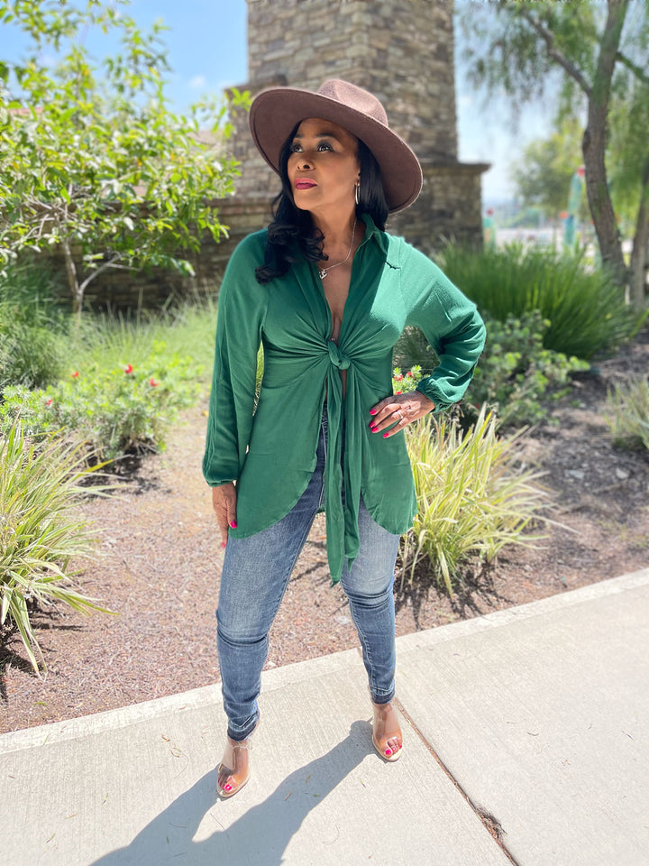 Davina Tie Front Top - Moody Fitzs Boutique