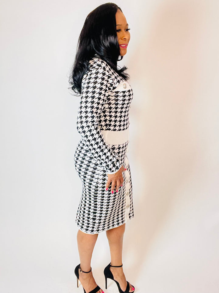 Hanna Houndstooth Sweater Dress - Moody Fitzs Boutique