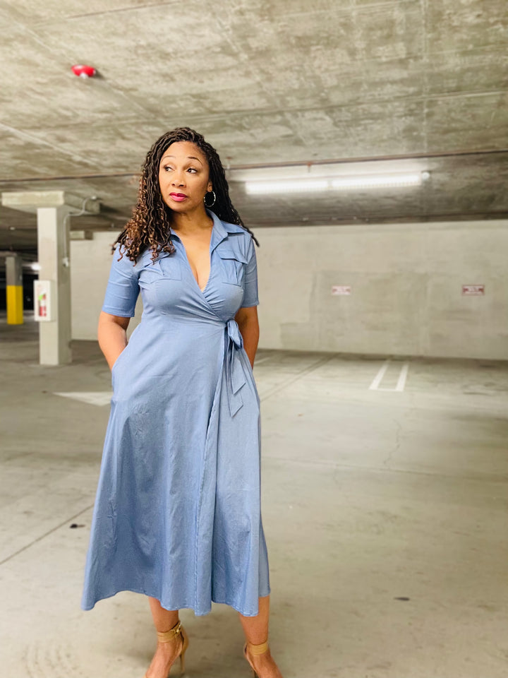 Sky’s Wrap Midi Dress - Moody Fitzs Boutique