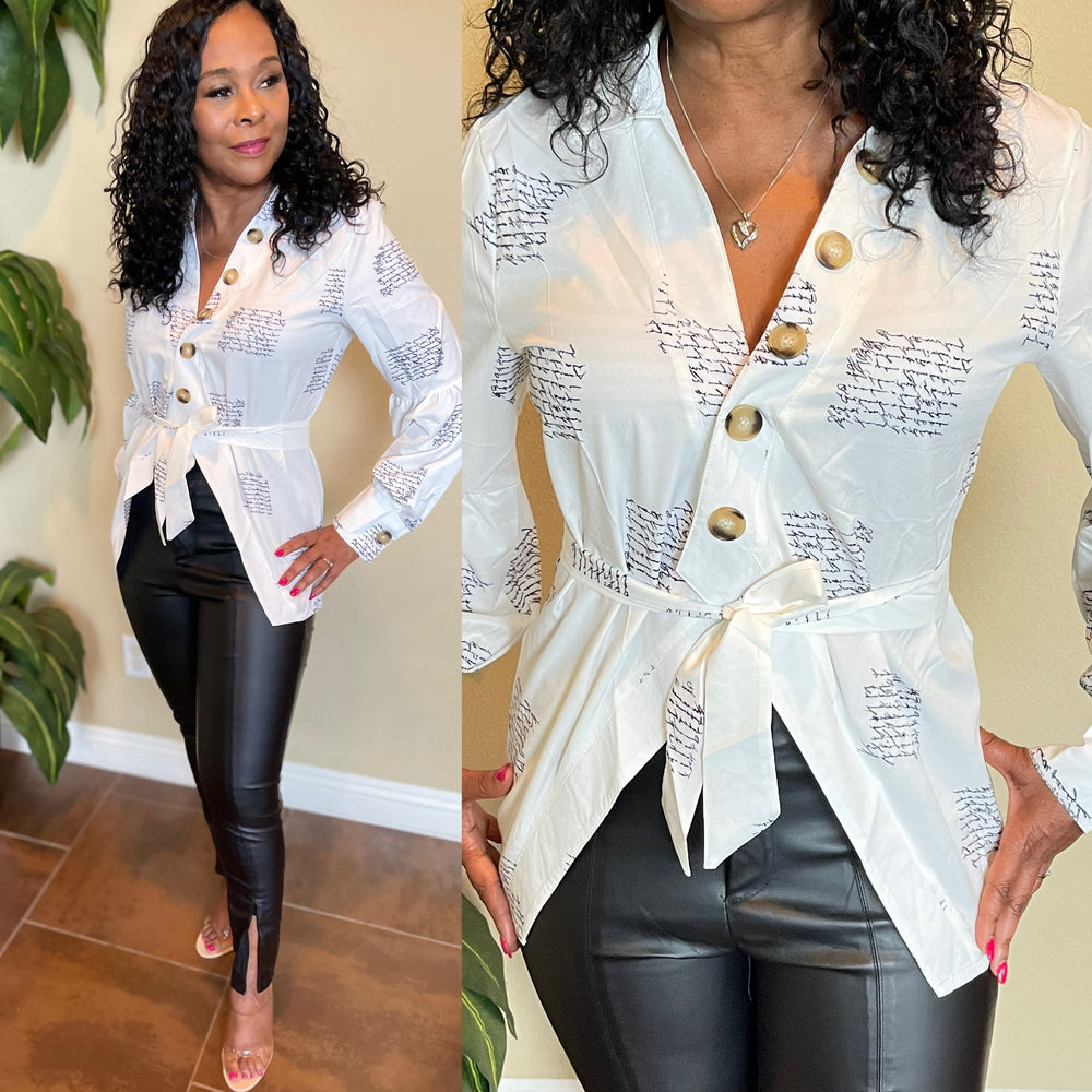 Black and White Statement Blouse - Moody Fitzs Boutique