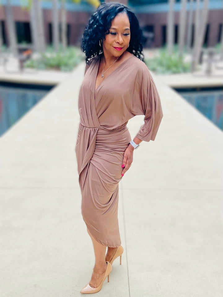 Venetian Ruched Bodycon Dress - Moody Fitzs Boutique
