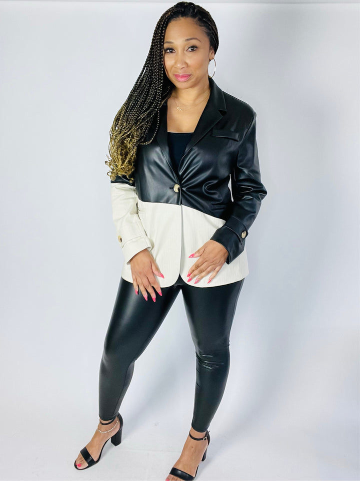 Now Or Never Single-Breasted Color Block Blazer - Moody Fitzs Boutique
