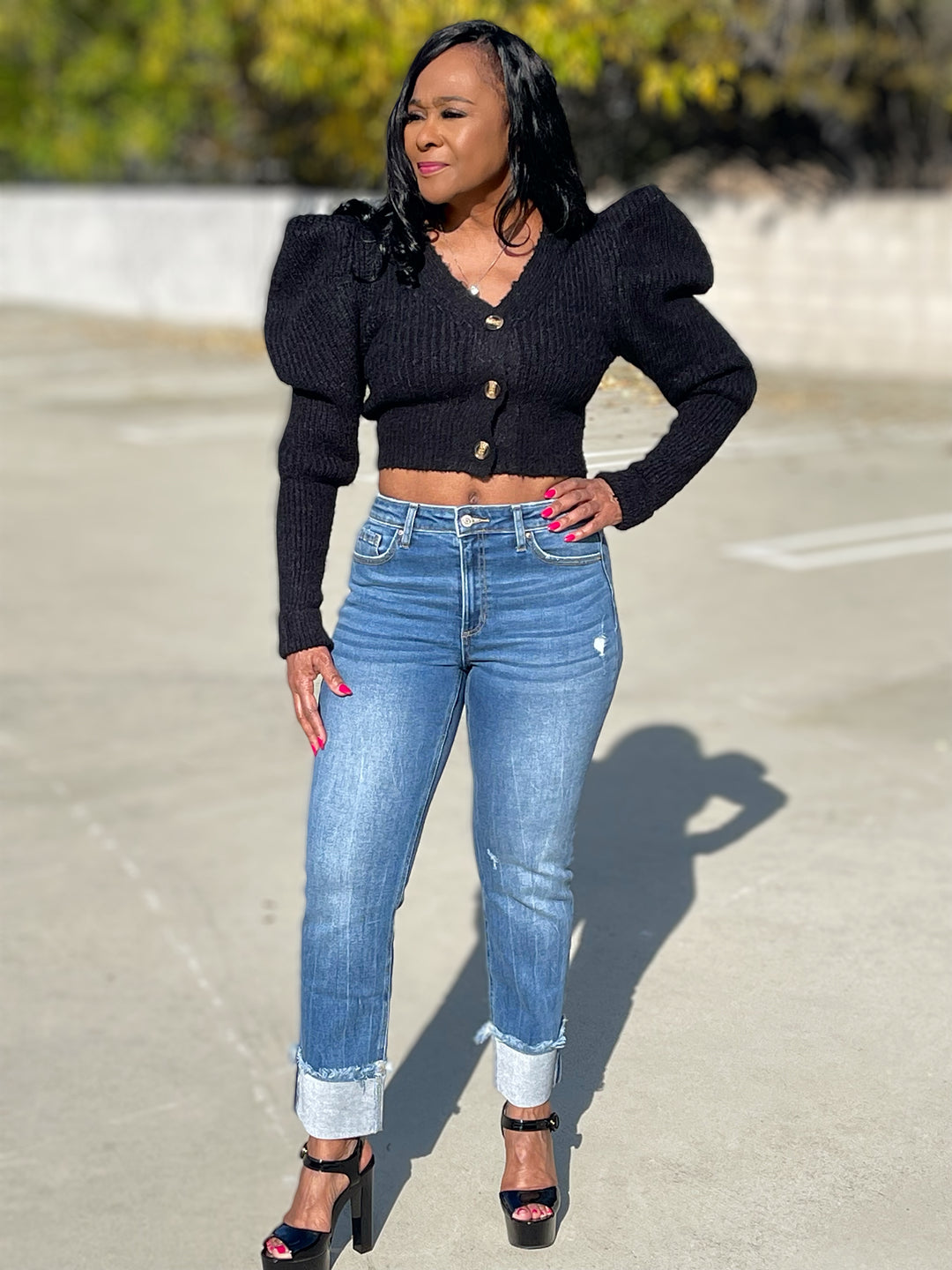 Luxe Cropped Puff Sleeve Cardigan - Moody Fitzs Boutique