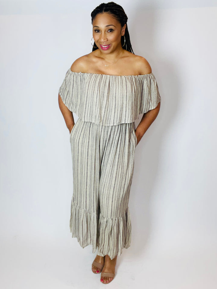 Zena Multi Print Off The Shoulder Jumpsuit - Moody Fitzs Boutique