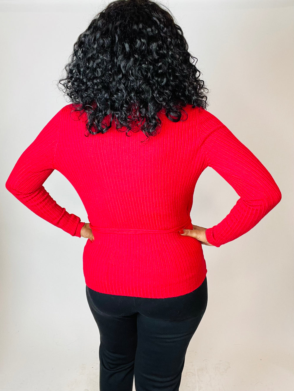 Sepia V-Neck Wrap Sweater Top - Moody Fitzs Boutique