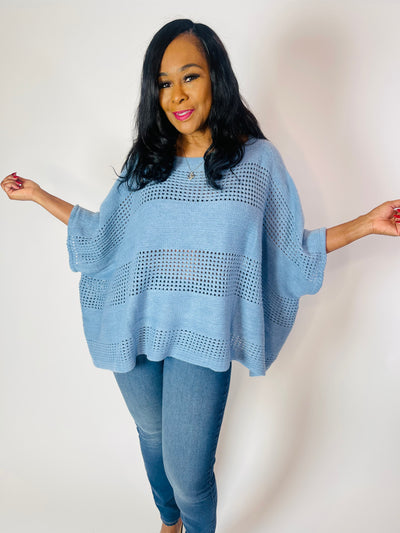 The Everly Open Knit Poncho - Moody Fitzs Boutique