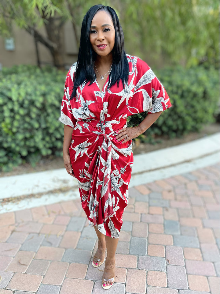 Victoria Floral Print Midi Dress - Moody Fitzs Boutique