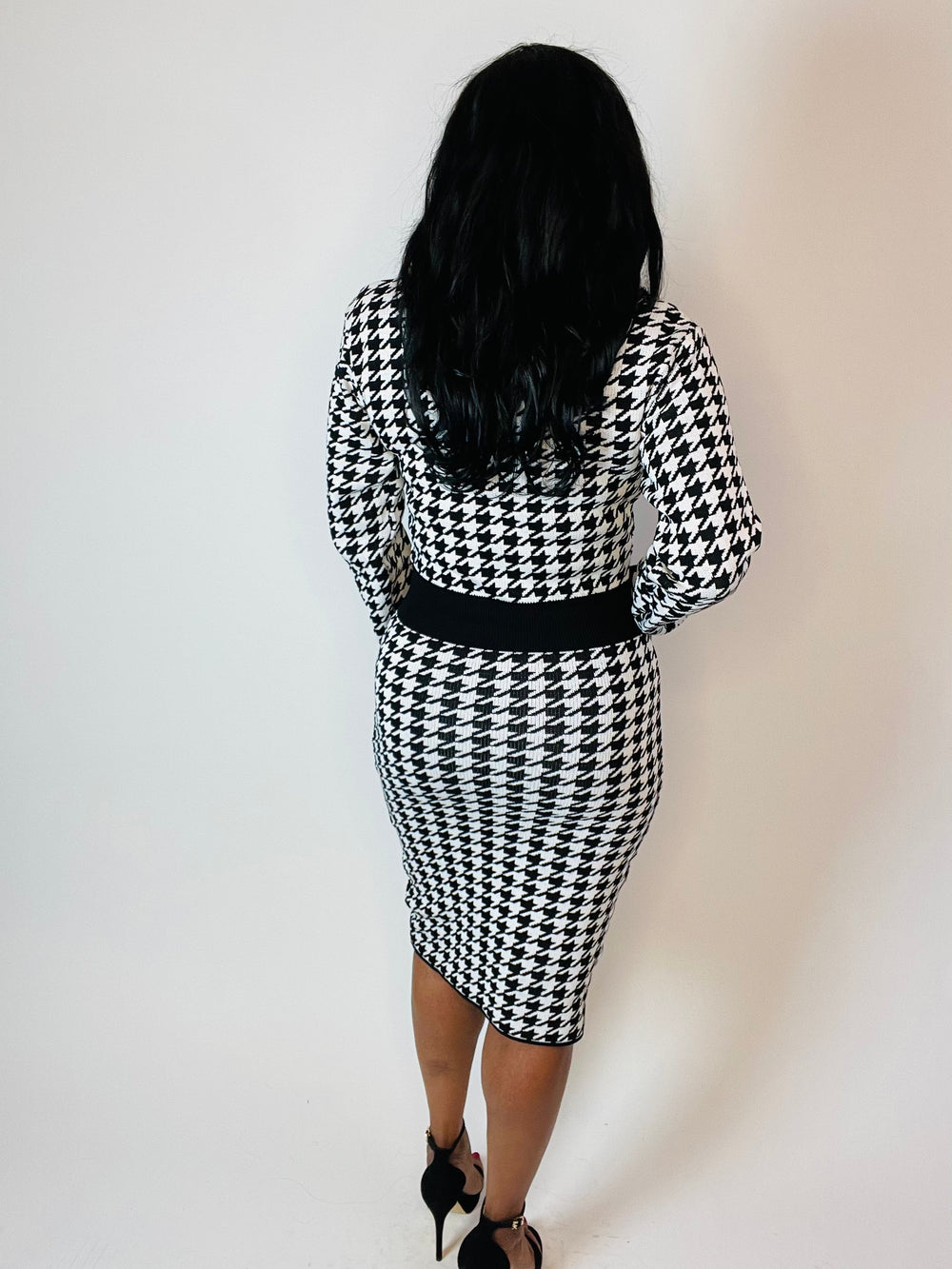 Hanna Houndstooth Sweater Dress - Moody Fitzs Boutique