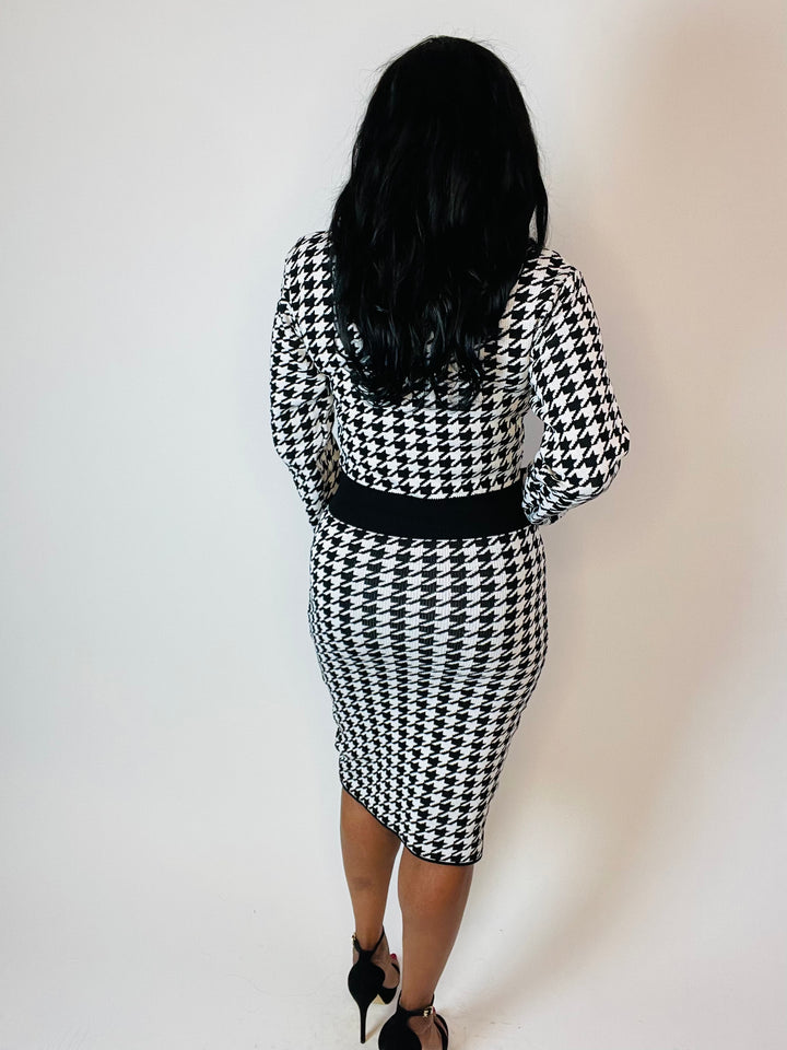 Hanna Houndstooth Sweater Dress - Moody Fitzs Boutique