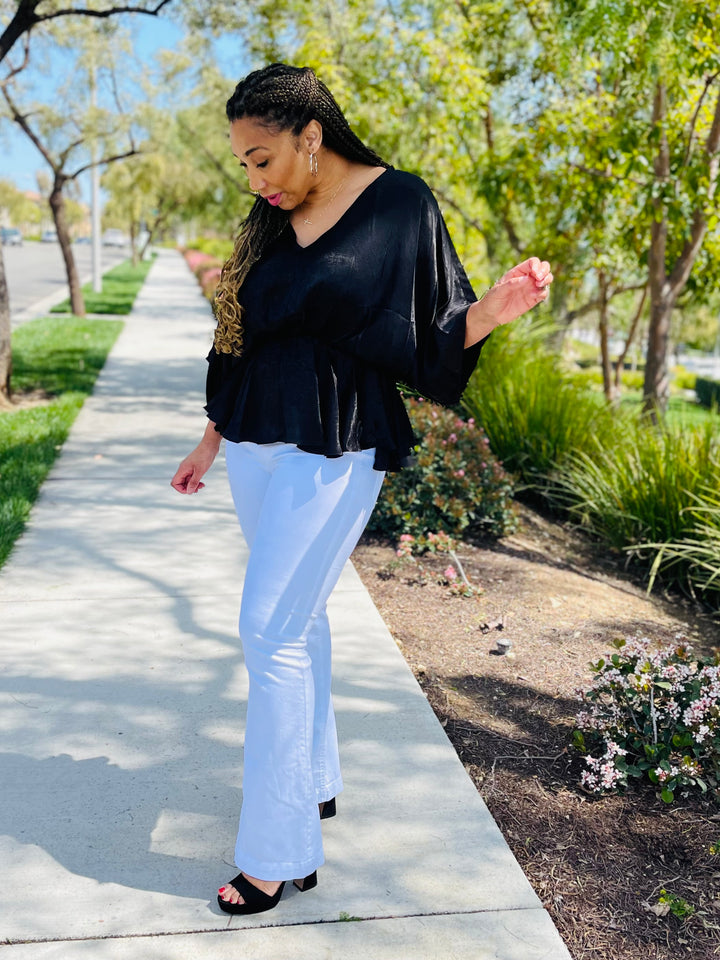 Black Dolman Satin Top