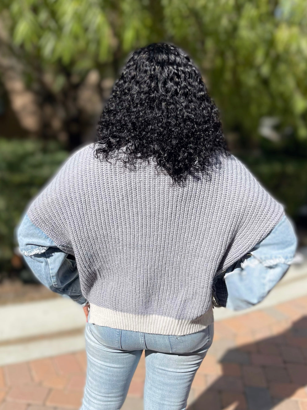 All About The Denim Sleeves Sweater - Moody Fitzs Boutique