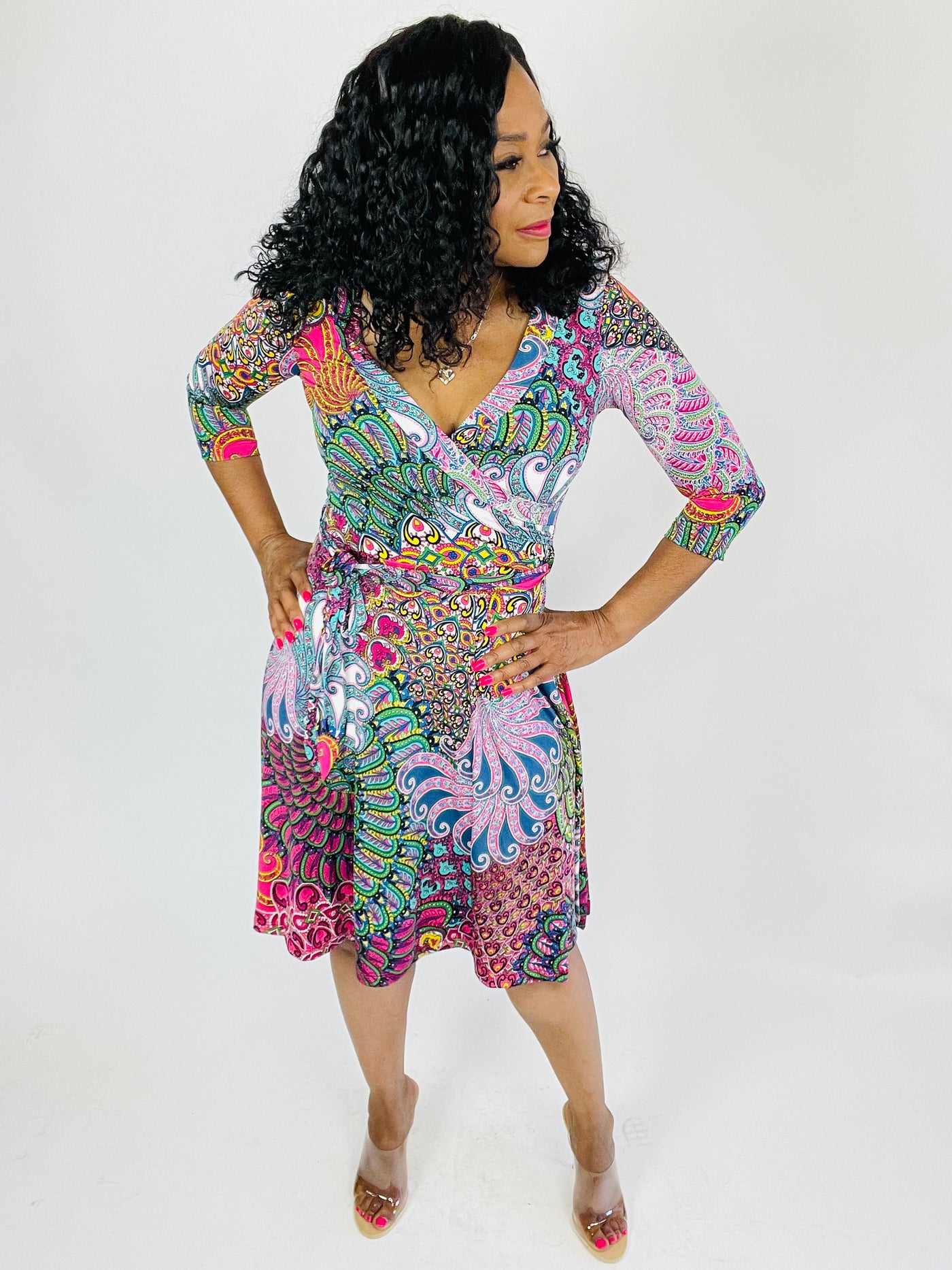 Janet's Multi Print Mini Wrap Dress - Moody Fitzs Boutique