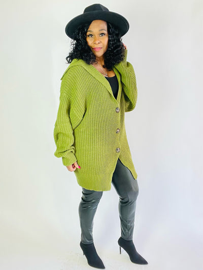 Pretty In Green Oversized Button Up Cardigan - Moody Fitzs Boutique
