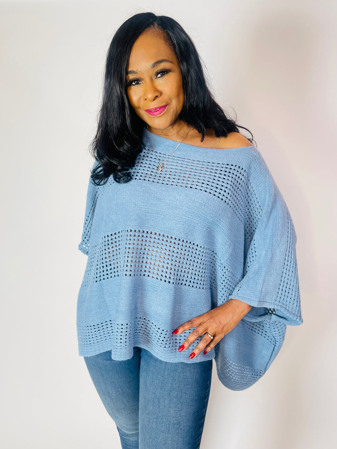 The Everly Open Knit Poncho - Moody Fitzs Boutique