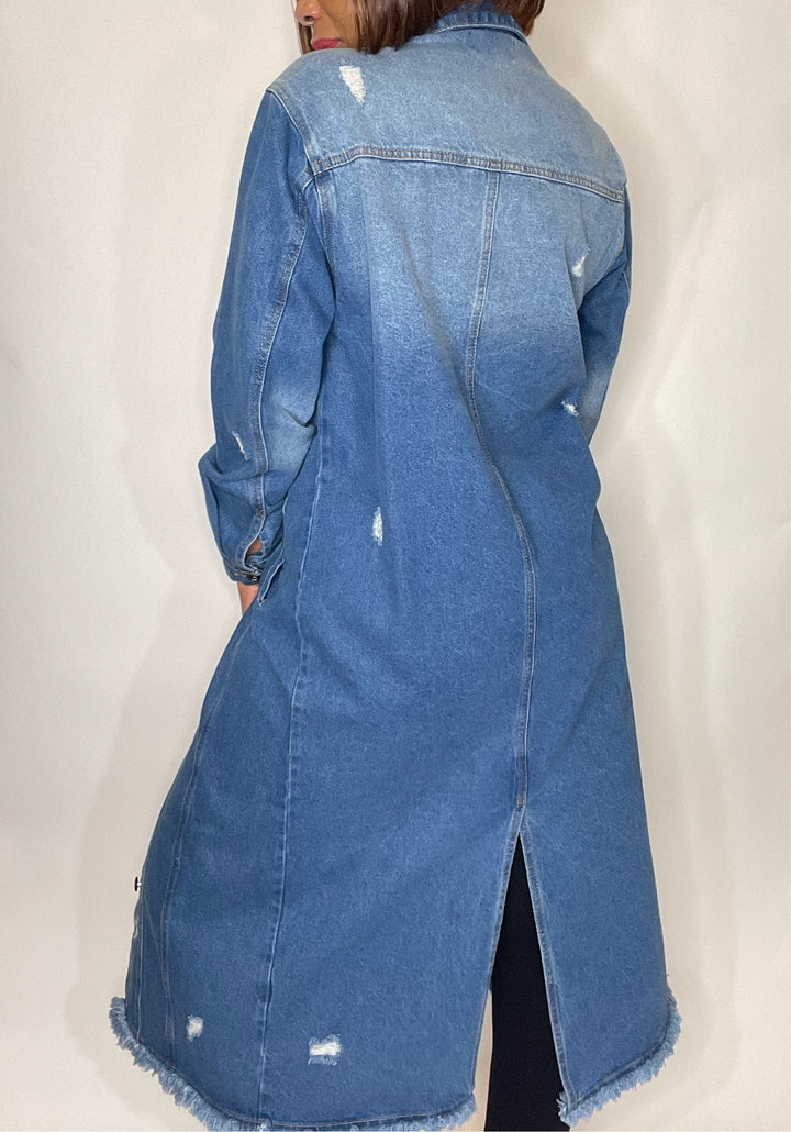 T' s Long Denim Jacket - Moody Fitzs Boutique