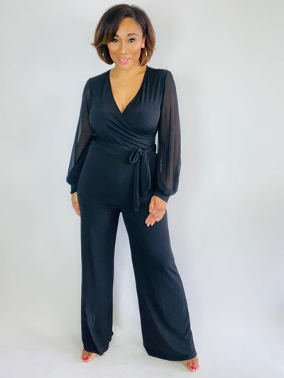 Alicia Sheer Sleeve Wide Leg Jumpsuit - Moody Fitzs Boutique