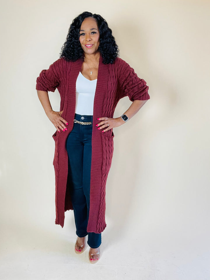 Taylor Long Chunky Oversized Cable Knit Cardigan - Moody Fitzs Boutique