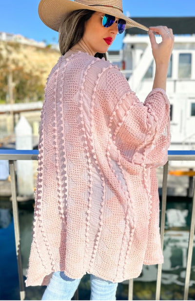 Evie Soft Textured Kimono - Rose