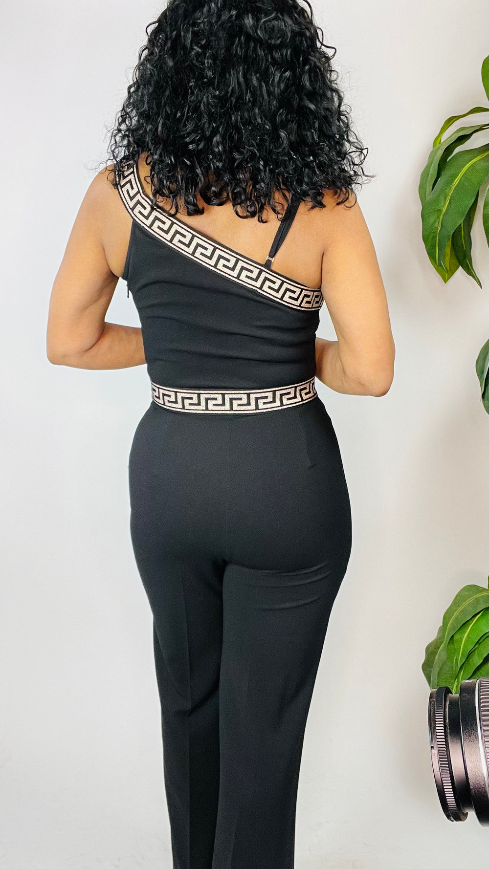 Valeria's Black & Gold Straight Leg Jumpsuit - Moody Fitzs Boutique