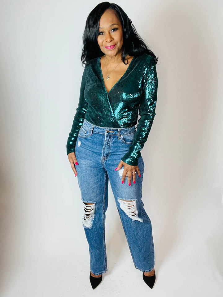 Ciara Sequin Bodysuit - Moody Fitzs Boutique