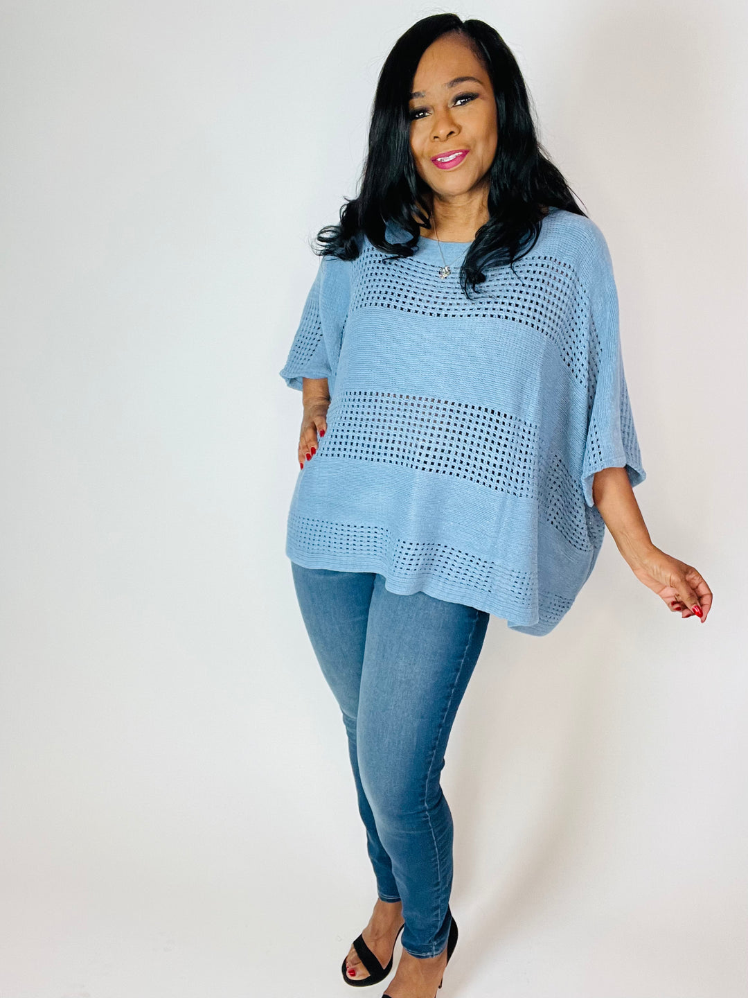 The Everly Open Knit Poncho - Moody Fitzs Boutique