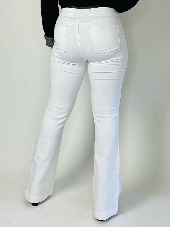 Janice White Denim Flare Jeggings - Moody Fitzs Boutique