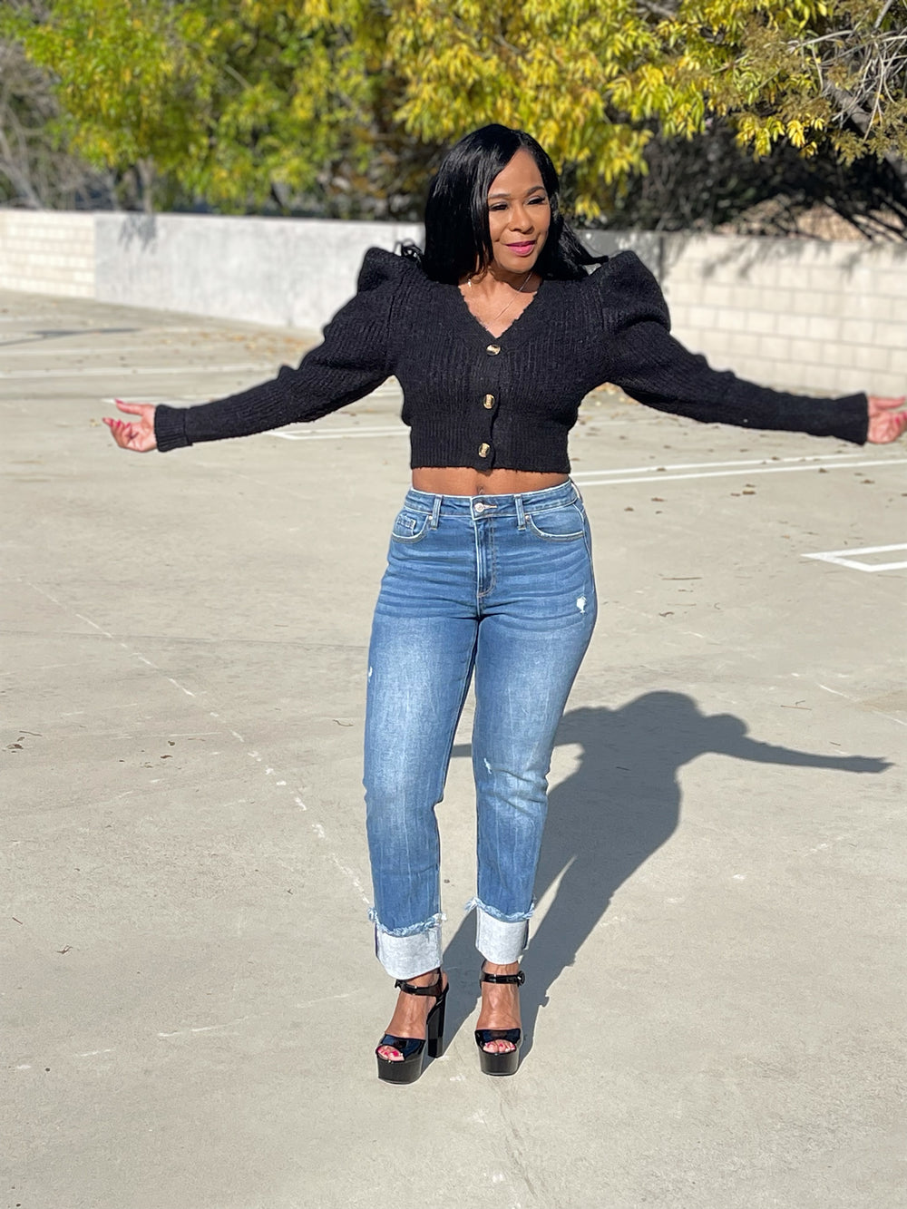 Luxe Cropped Puff Sleeve Cardigan - Moody Fitzs Boutique