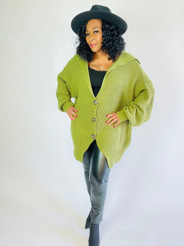 Pretty In Green Oversized Button Up Cardigan - Moody Fitzs Boutique