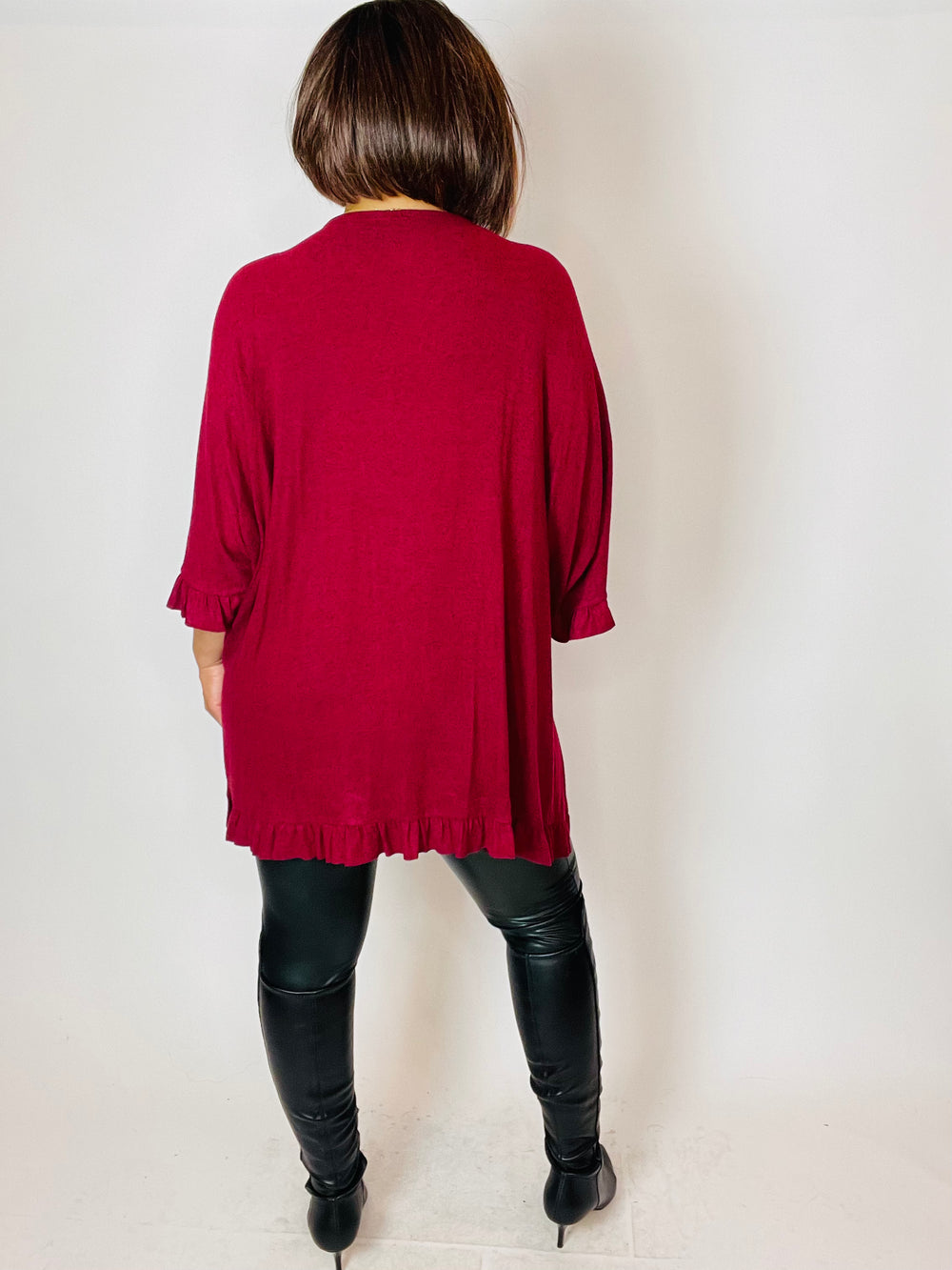 Women's Open Front Ruffle Cardigan - Moody Fitzs Boutique