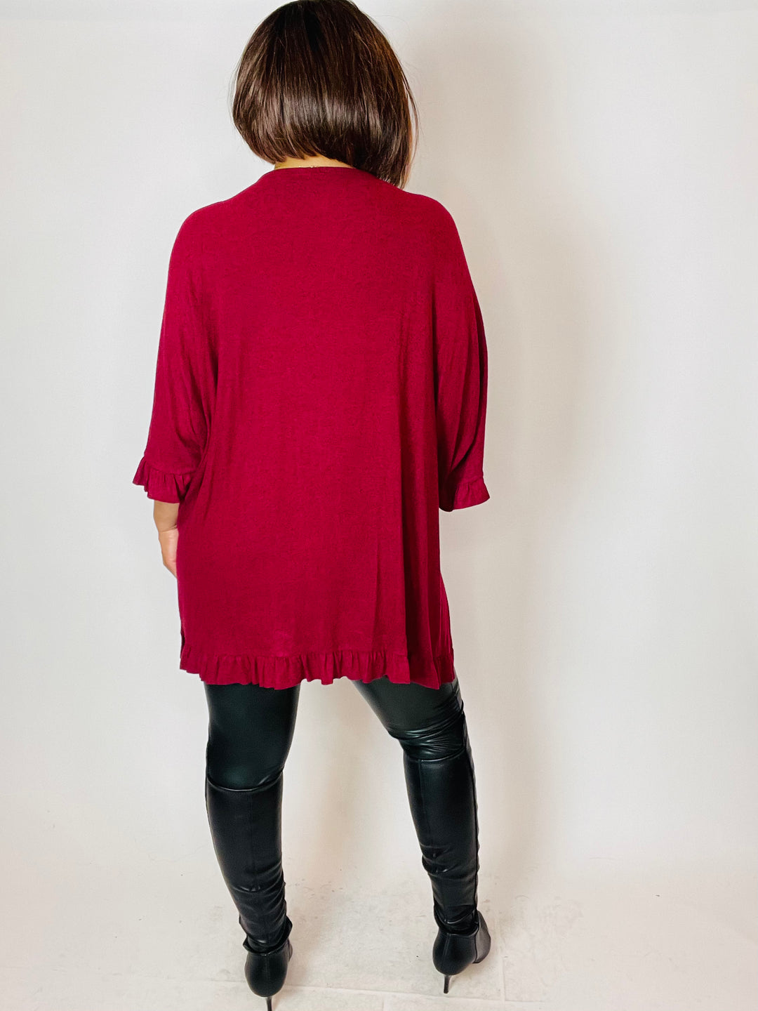 Women's Open Front Ruffle Cardigan - Moody Fitzs Boutique