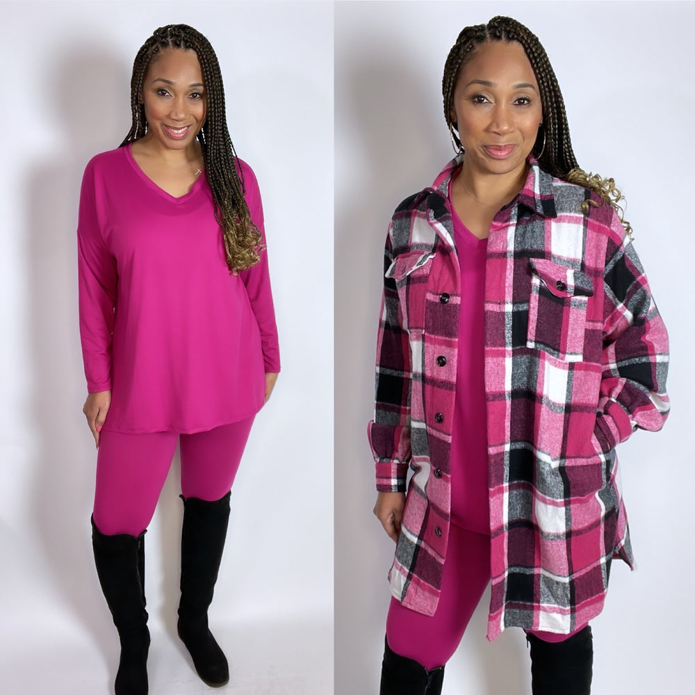 Pretty in Fuchsia Shacket - Moody Fitzs Boutique
