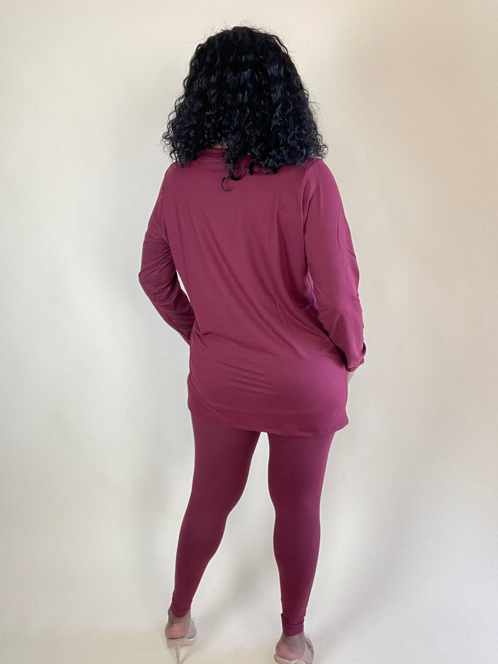 Premium Microfiber Legging Set - DK Burgundy - Moody Fitzs Boutique