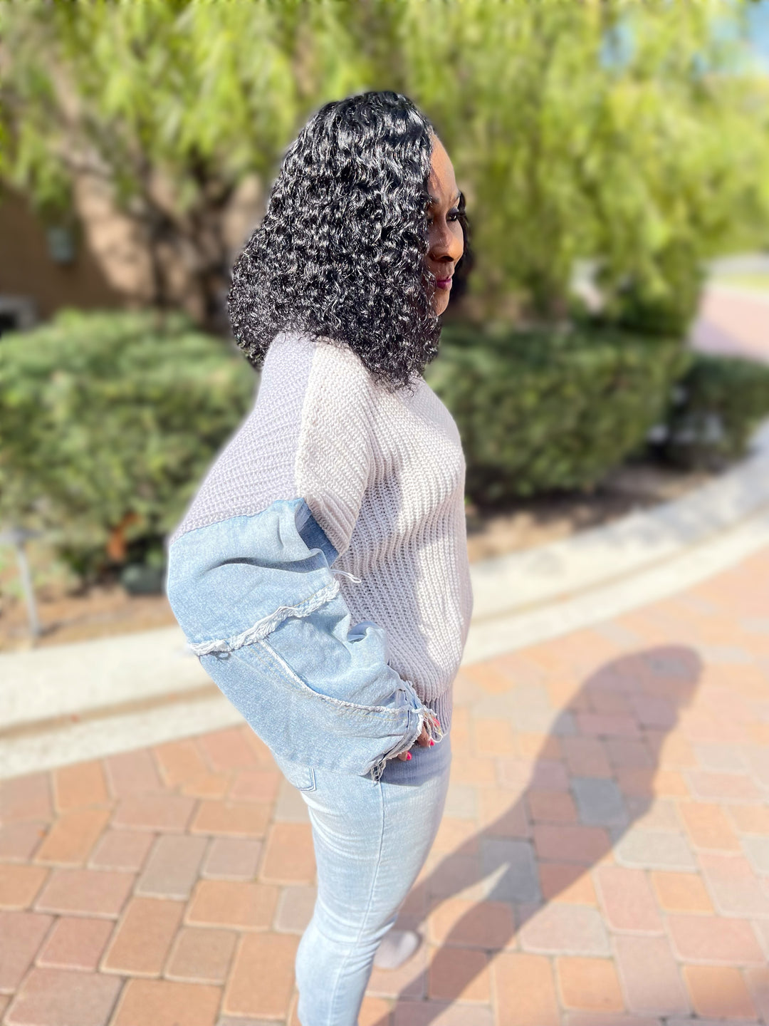 All About The Denim Sleeves Sweater - Moody Fitzs Boutique