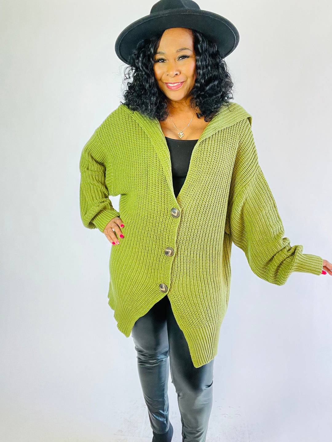 Pretty In Green Oversized Button Up Cardigan - Moody Fitzs Boutique