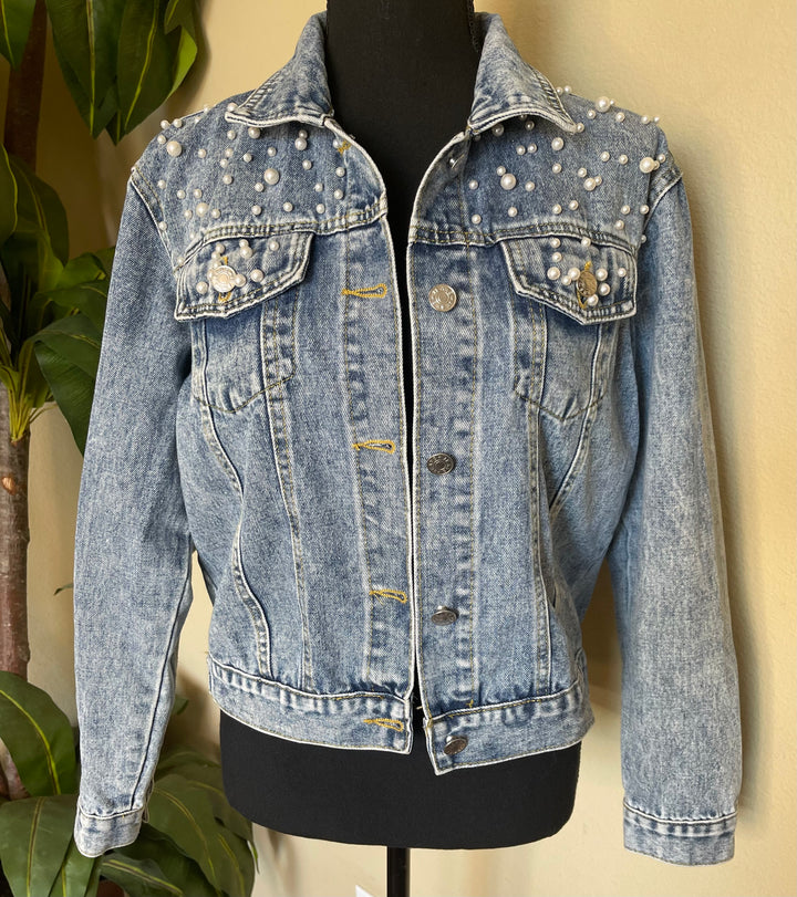 Denim Pearls Jacket - Moody Fitzs Boutique