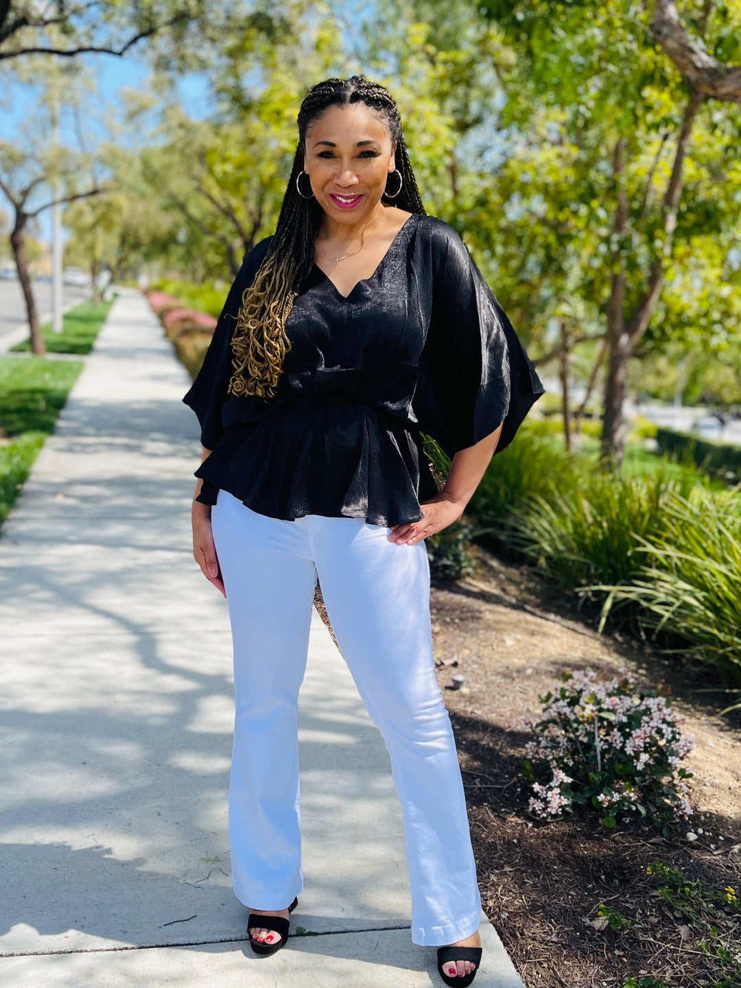 Black Dolman Satin Top