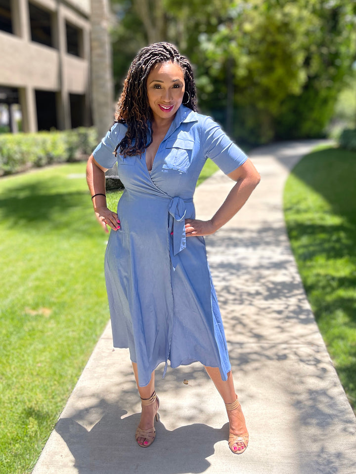 Sky’s Wrap Midi Dress - Moody Fitzs Boutique