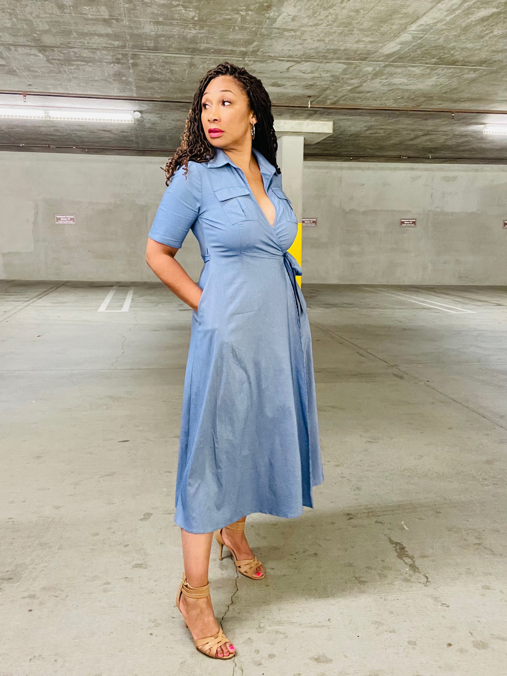Sky’s Wrap Midi Dress - Moody Fitzs Boutique