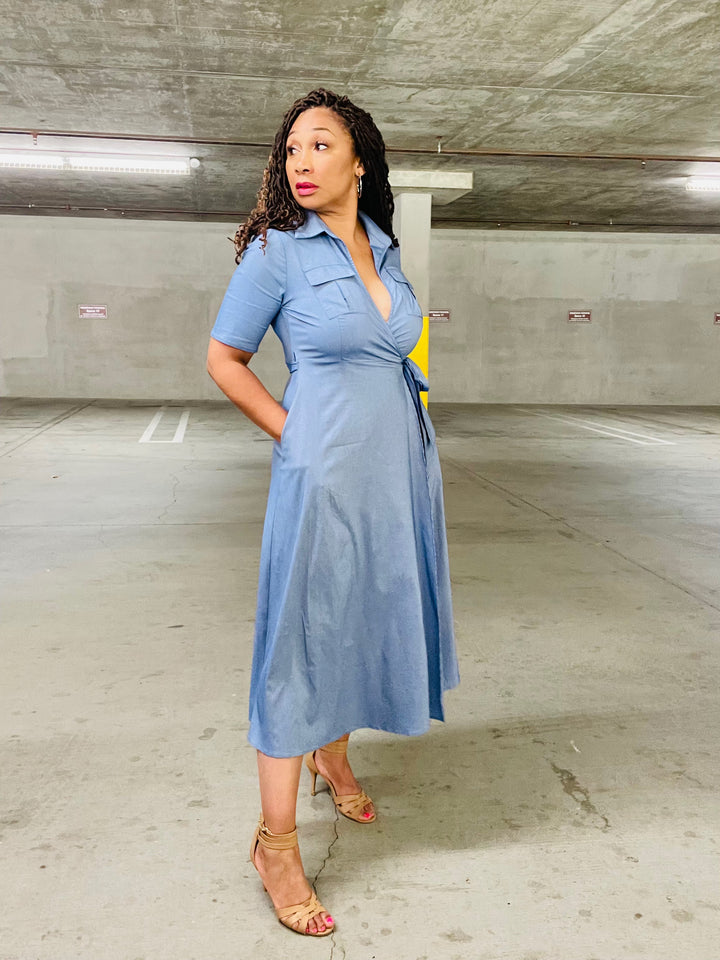 Sky’s Wrap Midi Dress - Moody Fitzs Boutique