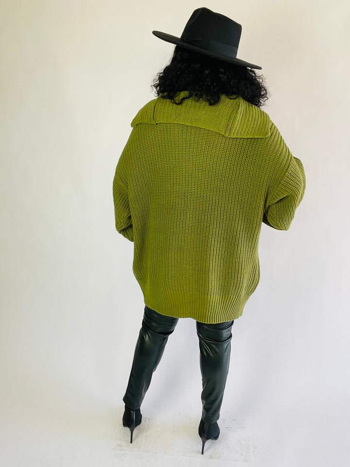 Pretty In Green Oversized Button Up Cardigan - Moody Fitzs Boutique