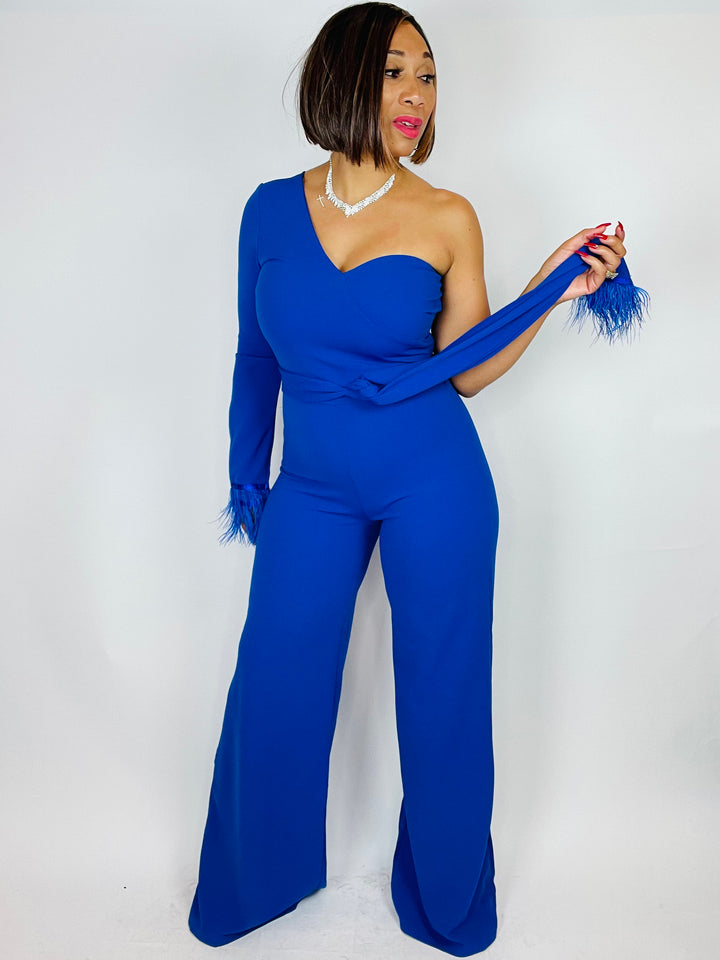 Ayana Feather Jumpsuit - Moody Fitzs Boutique