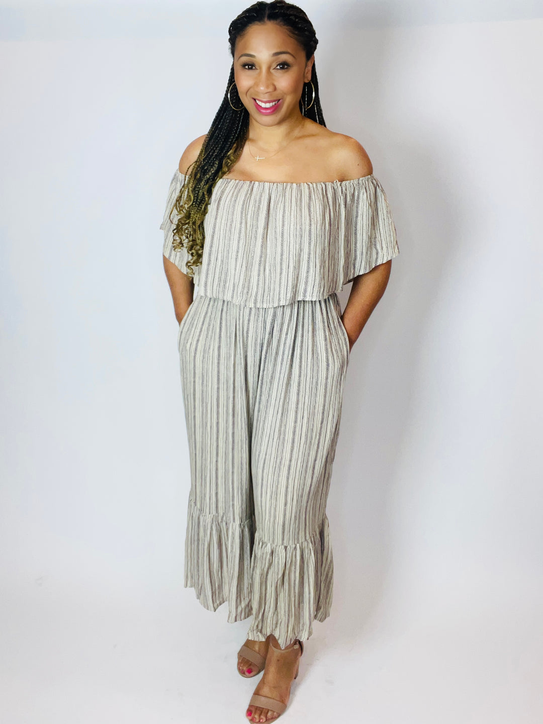 Zena Multi Print Off The Shoulder Jumpsuit - Moody Fitzs Boutique