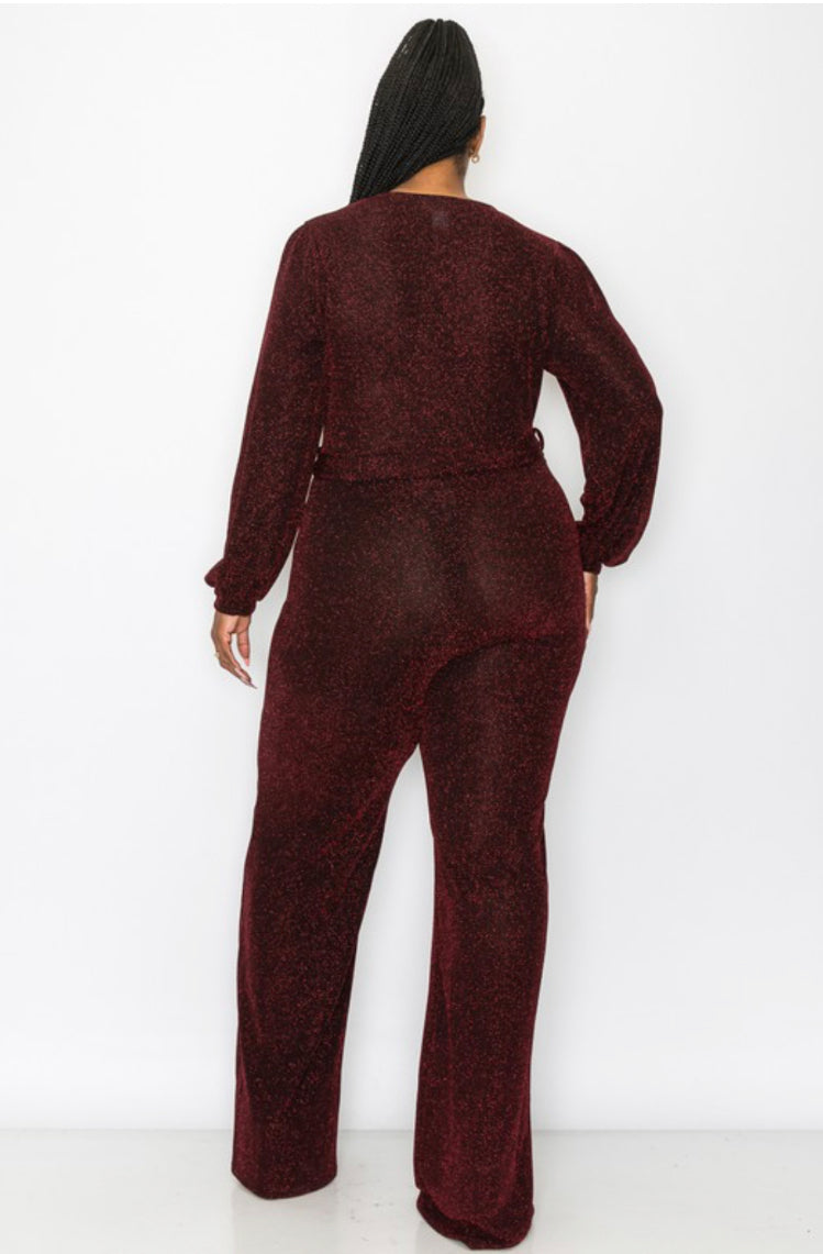 Emilia Glitter Surplice Jumpsuit - Moody Fitzs Boutique